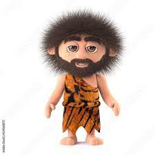3d funny cartoon caveman character has