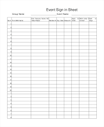Free Event Sign In Sheet Name Template Welcome Word