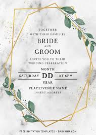 greenery geometric wedding invitation