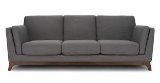 ceni walnut volcanic gray fabric sofa