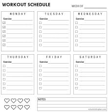 printable workout schedule template