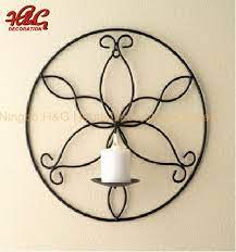 round metal wall hanging candle holder