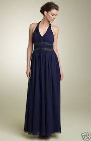 New Js Boutique Beaded Chiffon Halter Dress Gown Size 14 Navy Blue Nordstrom Ebay