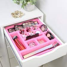 pink drawer organizer for makeup insert