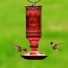 Decorative Glass Hummingbird Feeder
