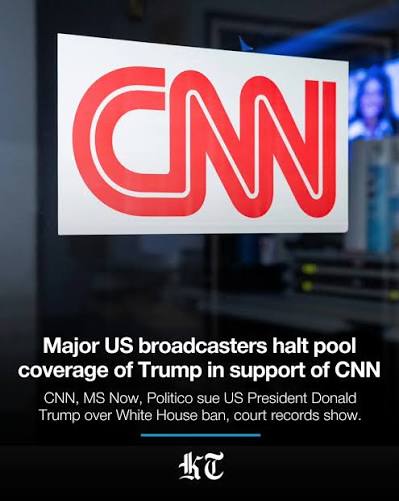 Leading US broadcasters suspended TV "pool" coverage of President Donald Trump on Monday in solidarity with CNN which has been banned from the White House. "The public has a vital interest in