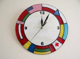 flags clock large wall clock stained