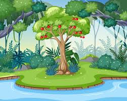 Lush Paradise With A Central Apple Tree