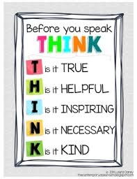 Respectful Speaking Chart Before You Speak Think