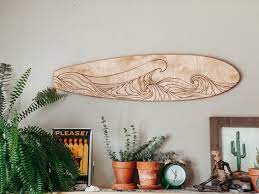 Handcrafted Wooden Surfboard Wall