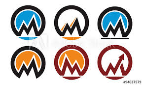 Circle M Mountain Chart Icon Set Buy This Stock Vector And