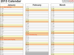 2013 Calendar Excel 11 Free Printable Templates Xls Xlsx