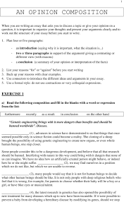 an opinion composition pdf two or three paragraphs in support of the argument giving a