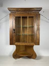 Vintage Wooden Corner Display Cabinet