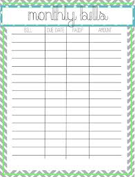 Free Printable Bill Payment Schedule Monthly Payment