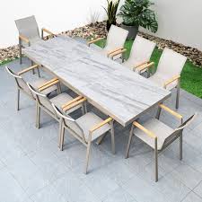 9 Pieces Modern Gray Outdoor Dining Set