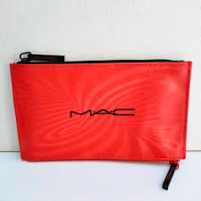 mac red double zip makeup bag case