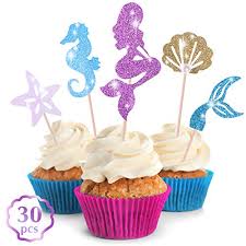 Are you the real little mermaid? Get Fresh Mermaid Cupcake Toppers Decorations 30 Pcs Glittery Mermaid Tail Cupcake Toppers Set For Under