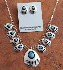 navajo turquoise bear paw necklace and