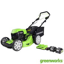 Self propelled lawn mowers can be categorized into front wheel drive and rear wheel drive versions. Greenworks 48v Cordless 46cm Self Propelled Lawn Mower 2 X 24v Batteries Costco Uk