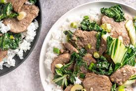 five e pork with bok choy and green