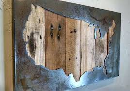 Metal Art Usa Map Wood Wall