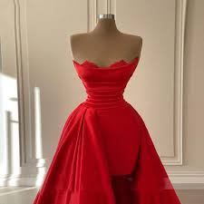 red evening gowns detachable train