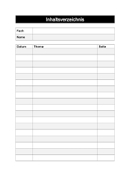 Blanko tabellen zum ausdruckenm : Inhaltsverzeichnis Vorlage Gratis Word Und Pdf Vorlage Vorla Ch