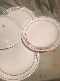 Find great deals on ebay for corelle dinner plates. 4 Corelle Corning Dinner Plates 10 1 4 Pink Flowers Gray Leaves Sandstone Ebay