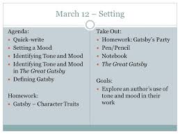 March 12 Setting Agenda Quick Write Setting A Mood Ppt
