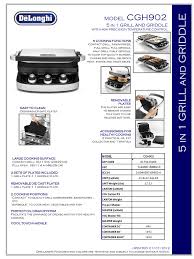 Perfectly grilled food to your preference with the detachable, adjustable thermostat; Delonghi Cgh902 User Guide Manualzz