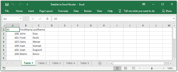 export a datatable or dataset to excel