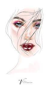 abstract model face makeup drawing