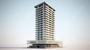 3d model of a tall building with many