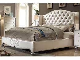 contemporary white queen platform bed