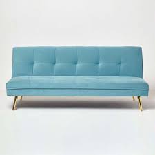 laurie velvet clack sofa bed blue