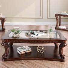 Traditional Glass Top Coffee Table