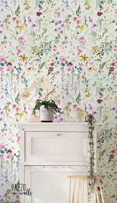 Watercolor Field Flowers Wallpaper