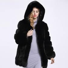 Warm Faux Fox Fur Mid Length Coat With
