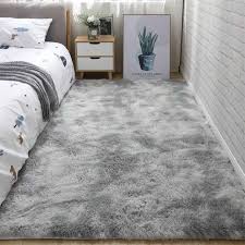 plush soft gy bedside rug