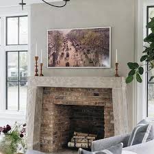 Gray Painted Brick Fireplace Surround