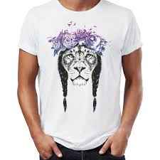 Us 6 64 5 Off New Men T Shirt Majestic Braided Lioness Wearing Flower Crown Nature Short Sleeve T Shirt Tees Tops Harajuku Streetwear In T Shirts
