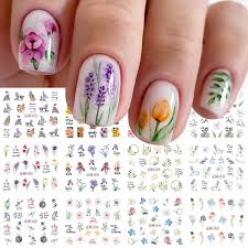 12 sheet flower nail art stickers water