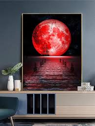 1pc Red Half Moon Print Unframed