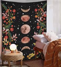 Moon Phases Fl Tapestry Wall
