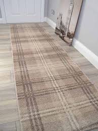 beige tartan hall runner carpet neutral