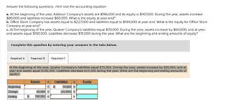 Use The Accounting Equation A At The
