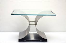 Curved Steel Glass Coffee Table By