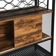 32 28 in antique brown industrial bar cabinet with wine rack for liquor and gles