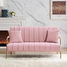 Slope Arm Velvet Straight Sofa